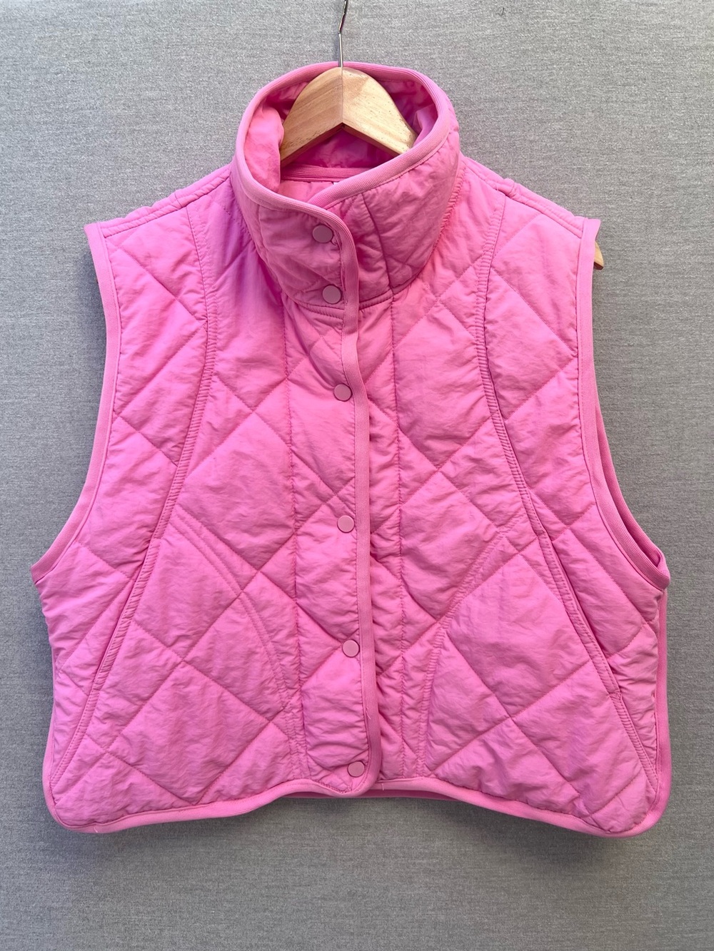 Pink Quilted Snap-Front Vest FP inspired